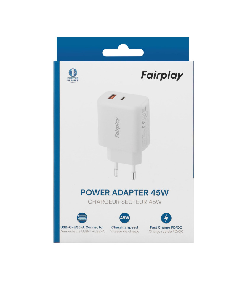 45W USB-A + USB-C -pikalaturi (Fairplay)