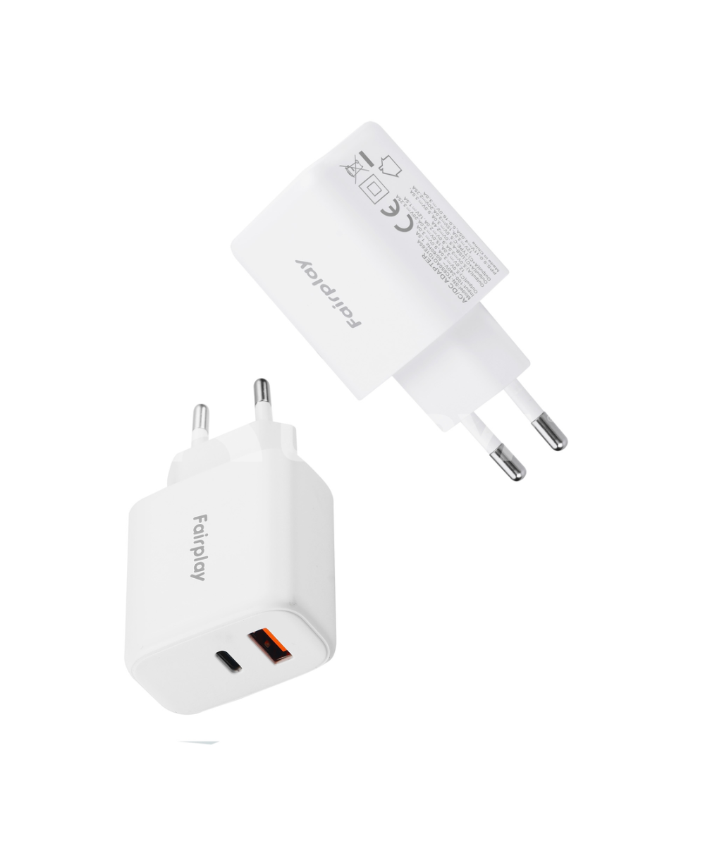 65W USB-A + USB-C -pikalaturi (Fairplay)