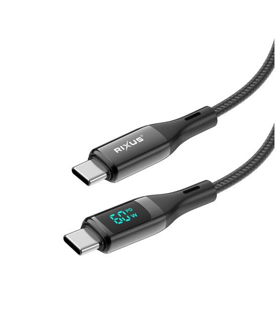 USB-C–USB-C -kaapeli 60 W LED-näytöllä (Rixus)