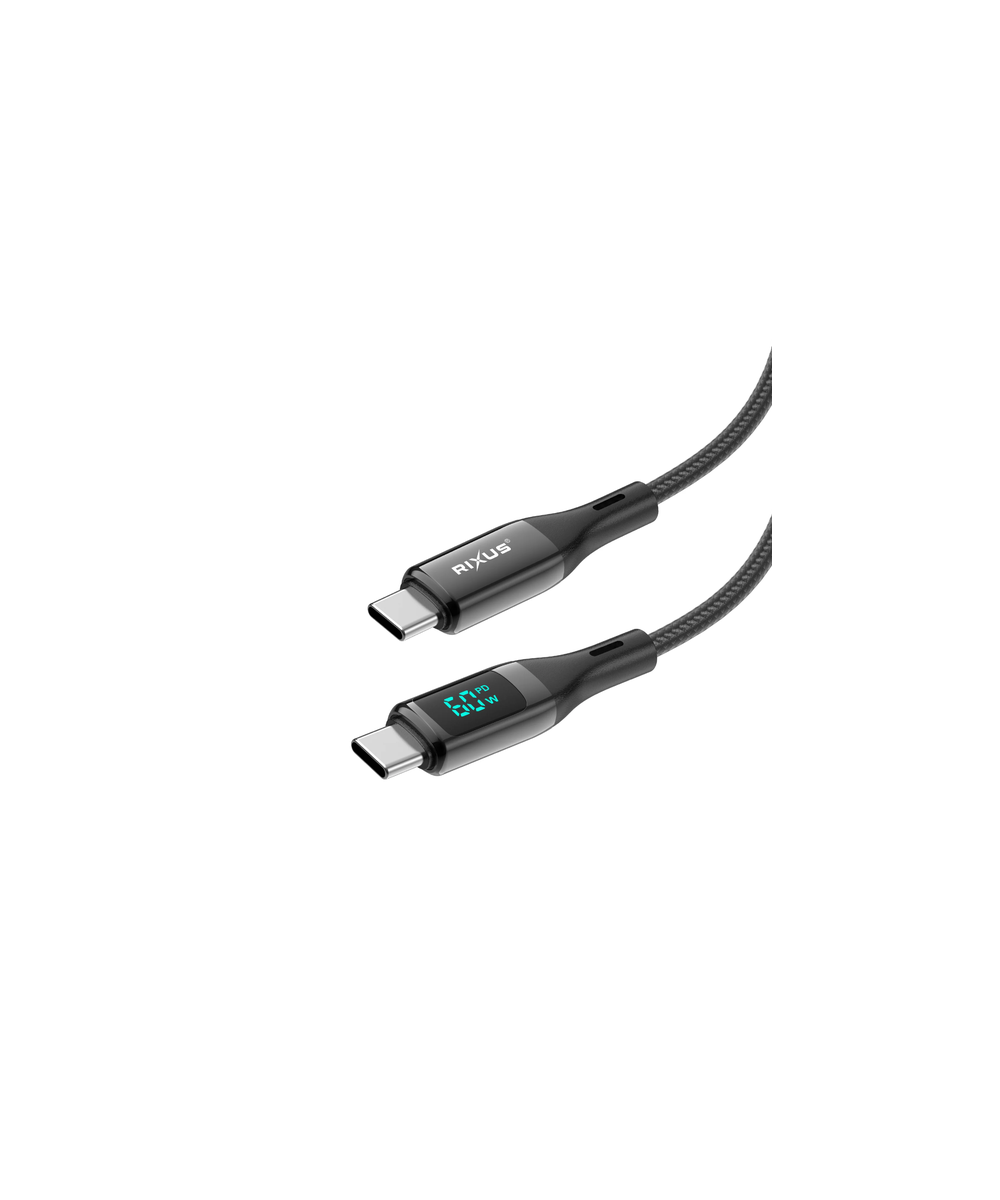 USB-C–USB-C -kaapeli 60 W LED-näytöllä (Rixus)