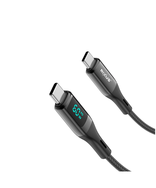 USB-C–USB-C -kaapeli 60 W LED-näytöllä (Rixus)