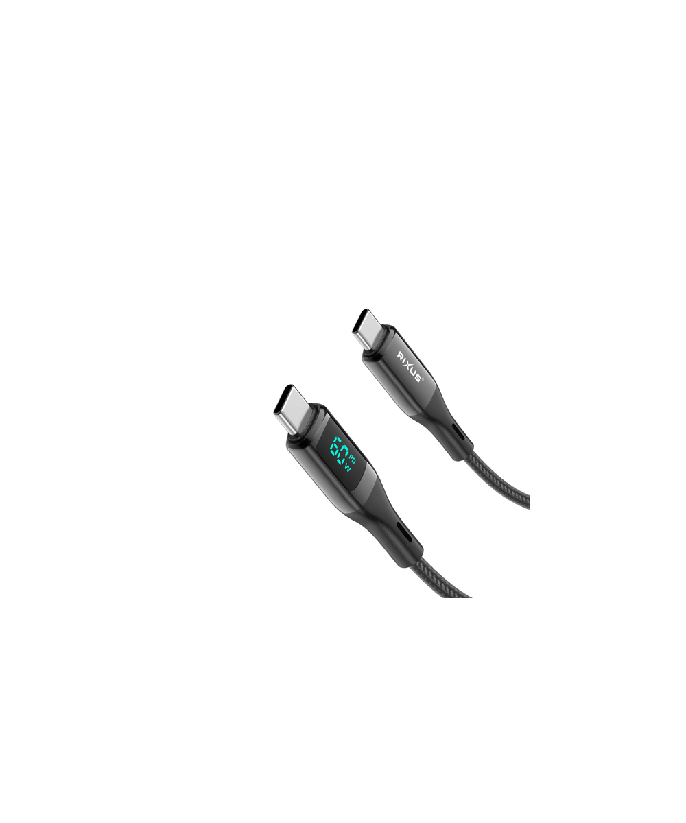USB-C–USB-C -kaapeli 60 W LED-näytöllä (Rixus)