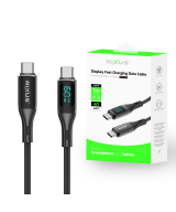 USB-C–USB-C -kaapeli 60 W LED-näytöllä (Rixus)